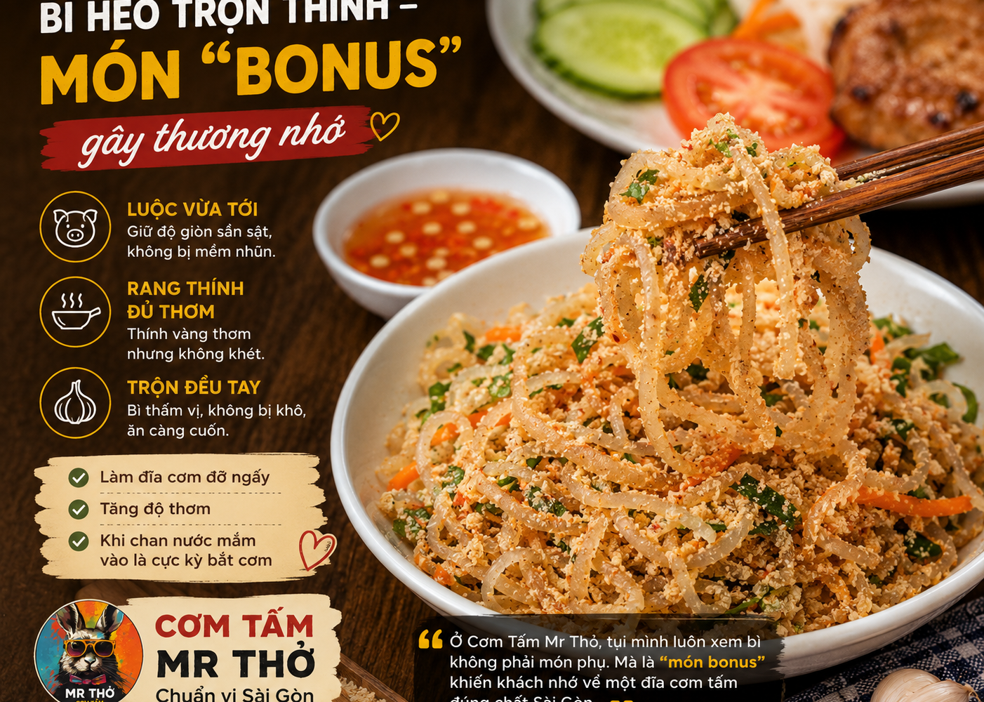 Bì heo trộn thính — món “bonus” gây thương nhớ